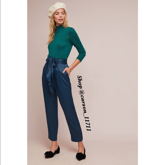 NWT Anthropologie Satin Tie-Waist Pants 4 - Picture 3 of 4